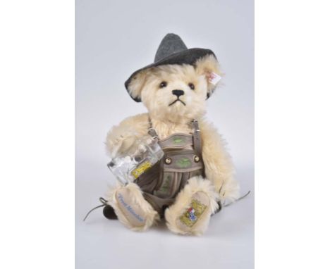   STEIFF Münchner Teddybär   Deutschlandbär 2001, limitierte Auflage, mit Zertifikat 108/ 2000, KF, Nr. 670596, Mohair, hellb