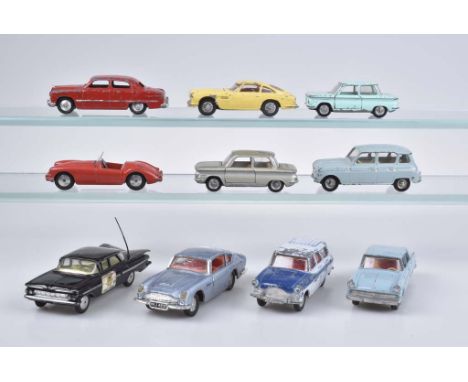   DINKY TOYS/ CORGI/ SOLIDO 10 Modellautos   Metall, M 1:43, 2x Aston Martin, Chevrolet Impala, MGA, Ford Zephyra, Ford Sedan