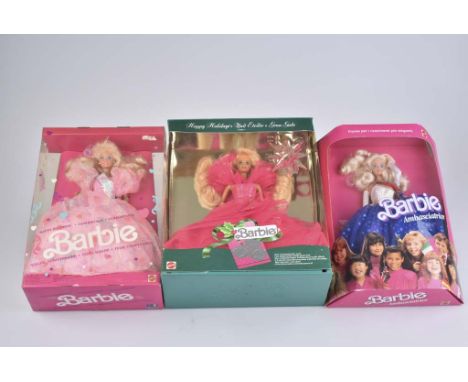   MATTEL 3 Barbie Puppen   Barbie Happy Holiday 1991, Geburtstags Barbie Happy Birthday, Barbie Ambasciatrice, Z 1, Okt.'s mi