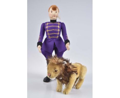   STEIFF Filzpuppe Dompteur mit Löwe   Replika, limitierte Auflage, mit Zertifikat 826/ 1200, KF, Nr. 412073, Filz, 47,5 cm, 