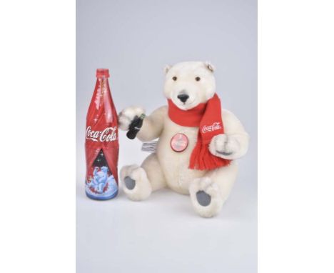   STEIFF Coca Cola Polar Bär   1999, limit. Auflage, Nr. 5966/10000, KF, Nr. 670336, Mohair, weiss, 35 cm, bewegl. Arme, Z 1 