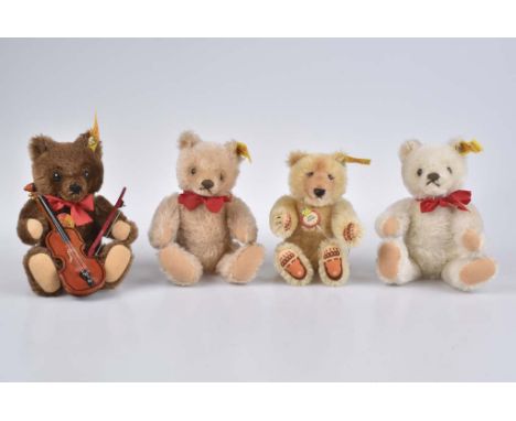   STEIFF 4 Historische Teddybären   KFS, Mohair, 5-fach gegliedert, 16-18 cm, Dicky, 1930, Nr. 029783, Teddy Nr. 0206/18, Ted