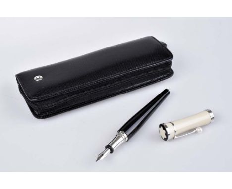   MONTBLANC Greta Garbo Füllfederhalter   Limited Edition - Sondermodell, elfenbeinfarbenes und schwarzes Edelharz mit platin