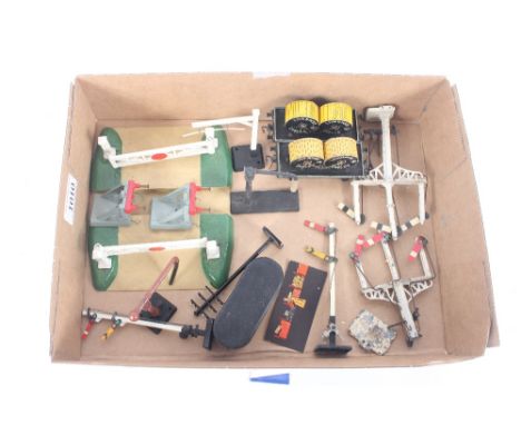 A quantity of various model railway to include Hornby OO Gauge, Liverpool Cables Trucks, Hornby buffers, Hornby crossing gate