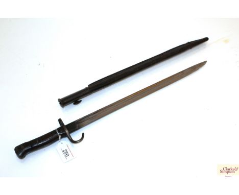 A British model 1907 bayonet with scabbard by Sanderson (NB Quillon AF)