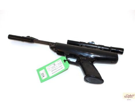A B.S.A. Scorpion .22 Cal. air pistol S/No. PA26004 (with cocking aid and original 1.5 x 15 telescopic sightNB. As a post war