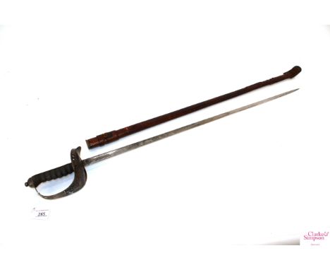 A Victorian Infantry officers sword with leather scabbard 