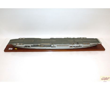 A wooden model of an aircraft carrier AF