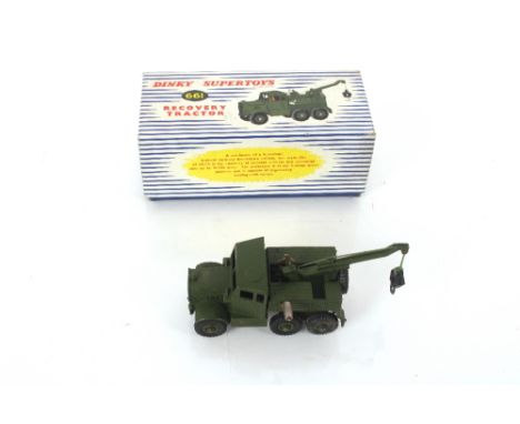 A Dinky Supertoys 661 recovery tractor in blue striped box
