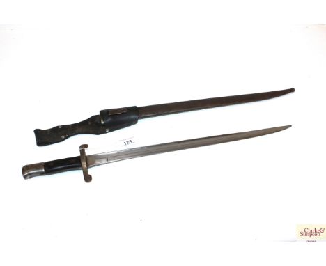 A good example of a Portuguese M1885 Guedes / Kropatcheck bayonet with scabbard and leather frog 