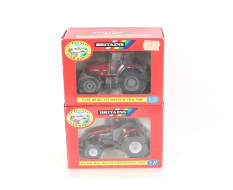 A Britains Authentic Farm models Case IHMX 135 Maximum tractor and a Fiatagri M160 tractor with floatation tyres