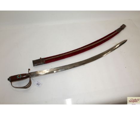 An Indian decorative sabre with scabbard