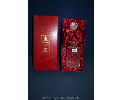 A boxed Royal Brierley square shaped Decanter