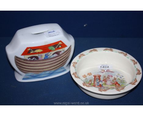 A Royal Doulton Bunnykins letter box pattern Bowl designed by Walter Hayward, 6 1/4" diameter together with a Royal Worcester