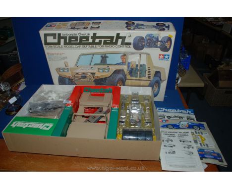 A boxed Tamiya assembly model kit for a Lamborghini Cheetah 1/12 scale model, suitable for radio control