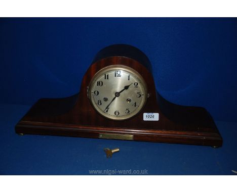 A Napoleon hat Mantle Clock, with key