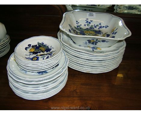 A part Spode 'Bluebird' Dinner set including dinner and side plates together with Russian tea plates and dishes.