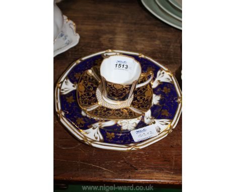 A Copeland Spode pattern no. 3376, blue, white and gold cup and saucer and a Davenport plate