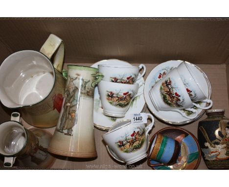 Two Royal Doulton Dickens series ware Vases including 'Artful Dodger' and 'Fagin' and a 'Wolsey' Jug (all a/f) together with 