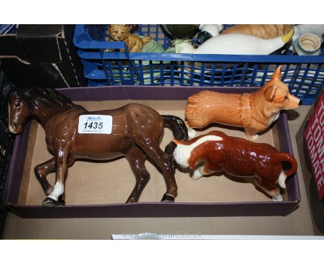 A Beswick horse, Corgi and Hereford calf (all a/f)