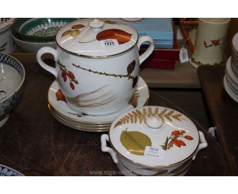 A quantity of Royal Worcester 'Harvest' large and small Casseroles and four dinner plates