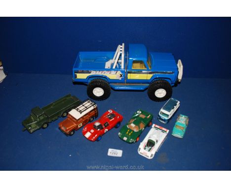 A quantity of unboxed Corgi and other toy vehicles including two Scaletrix cars, Landrover 110, VW Camper, Mini Countryman an