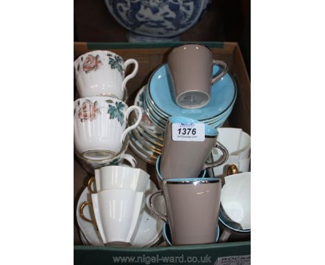 A Royal Worcester part Teaset in trailing leaf and flower pattern, a very fine bone china part Coffee set in white and gold r