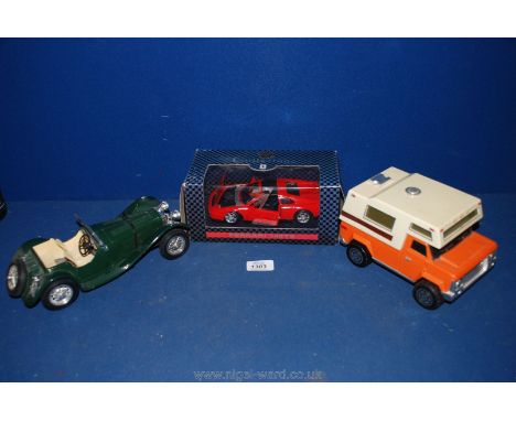 A Burago 1/18th scale Model of a Jaguar SS100 (1937), a boxed model of a Ferrari 348TS and a model of a Rough Terrain Motor C