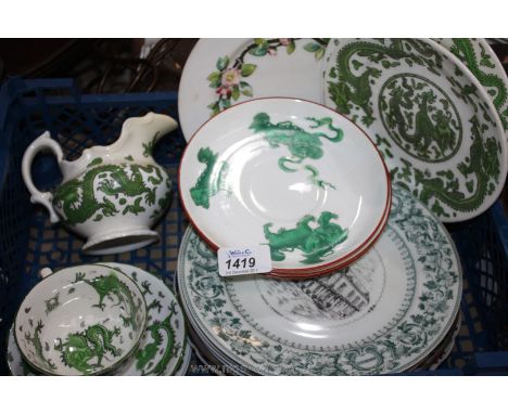 A quantity of china including Coalport and Wedgwood green dragon design, Limoges display plates, Royal Worcester, etc.