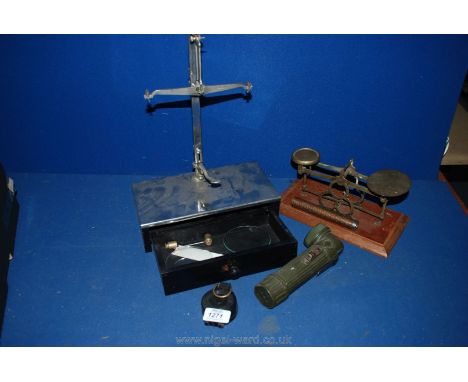 A Postal scales (no weights), chemists Scales, etc.