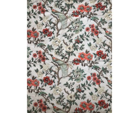 A pair of lined curtains, the pattern 'Paradise Bird', c.1979, GP &amp; J Baker, 260cm wide (ungathered), 275cm drop 