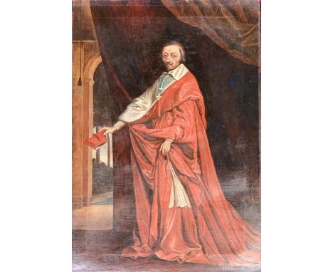19th century oil on canvas, full length portrait of a cardinal, 79.5x52cm 