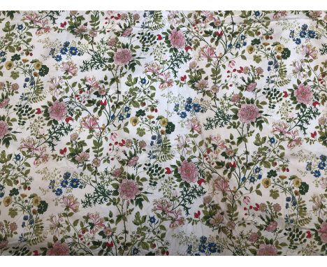 A pair of lined curtains, 'Greensleeves' by Jonelle, 222cm wide ungathered, 266cm drop 