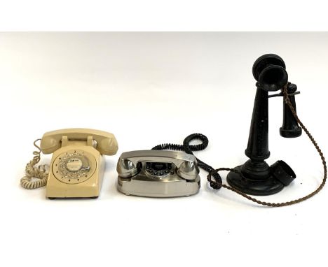 A lot of three vintage and vintage style telephones 