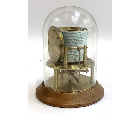 A compact drum barograph with glass dome, Russell, Norwich, 17cmH with spare paper and ink 