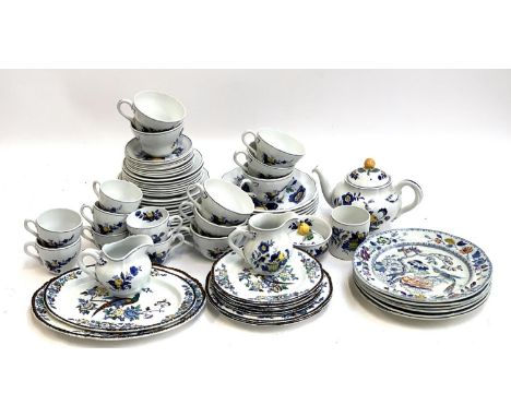 A Copeland Spode bluebird part dinner service to include teapot, soup bowls, side plates, teacups, etc (approx. 54 pieces), t