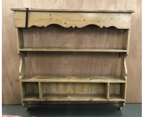 A pine wall shelf/kitchen dresser top, 100cmW 95cmH 