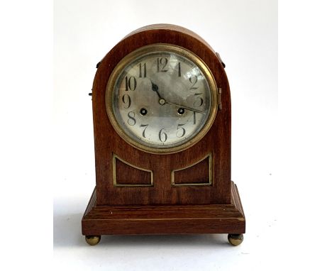 A 20th century mahogany domed mantel clock, the movement marked Unghans B11, 34cmH 
