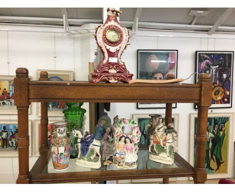A vintage ceramic flatback clock, Mary Gregory glass etc