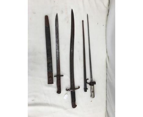 Three bayonets, Lebel Cruciform 1907, 18" Wilkinson and Victorian