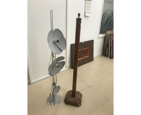 An Art Deco standard lamp; together with a retro flower lamp