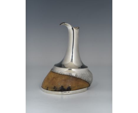 An extremely rare and unusual Victorian silver mounted taxidermy horse’s hoof claret jug / decanter, silver mount by Henry Wi