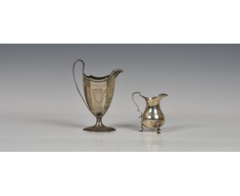 A late Victorian silver helmet-shaped hexagonal pedestal cream jug, Walter &amp; John Barnard, London, 1882, reeded rim and h