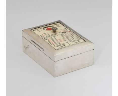 An Edwardian silver mounted playing cards box, Stuart Clifford &amp; Co., London 1909, plain rectangular form with hinged lid