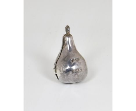 A rare Victorian novelty silver vinaigrette modelled as a pear, Cornelius Desormeaux Saunders &amp; James Francis Hollings, B