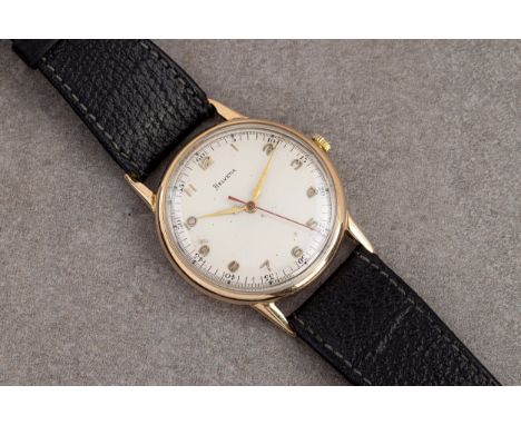 A mid-century 14ct rose gold gentleman's wristwatch by Helvetia of Switzerland, London 1946, signed 800C 17 jewel manual move