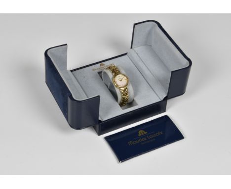 A Maurice Lacroix gold plated quartz ladies bracelet watch, ref. 59574, the 16.5mm. mother of pearl dial with diamond set mar