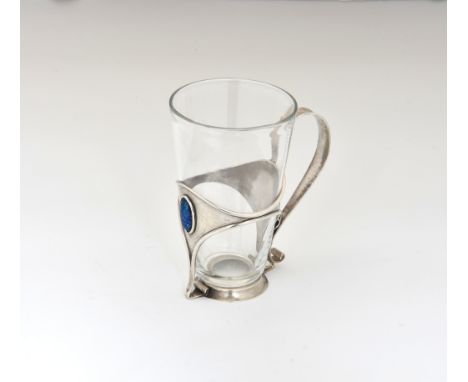 An Arts and Crafts silver drinking glass holder, William Hutton &amp; Sons Ltd, London, 1904, of organic free flowing form wi