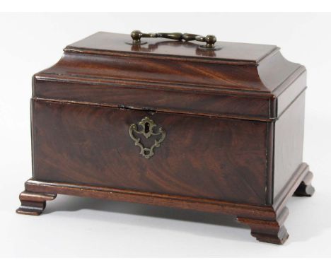 MAHOGANY TEA CADDY Chippendale style with fitted stationery interior, height 17cm, width 26cm