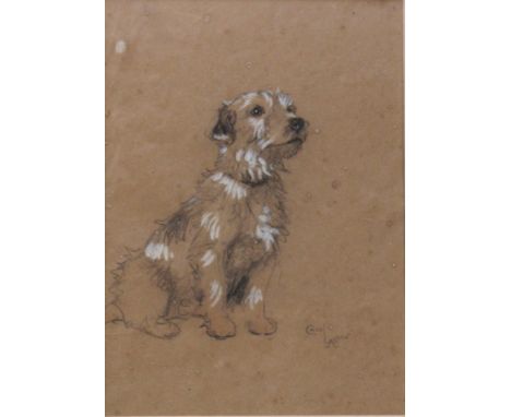 CECIL ALDIN (1870-1935) A SEALYHAM TERRIER (BUNCH?), EAGER AS EVER Bears signature, black crayon heightened with touches of w
